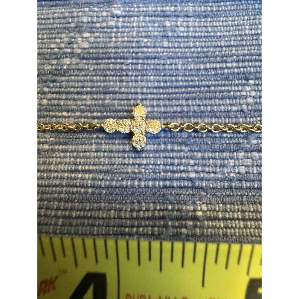 Moissanite Cross Bracelet 925 Sterling Silver 0.75 CTW NWT 8” Station Chain